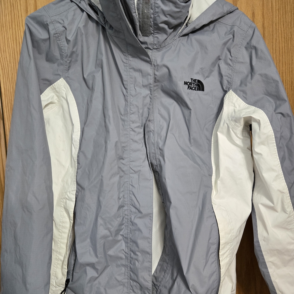The North Face Light Gray and White Windbreaker